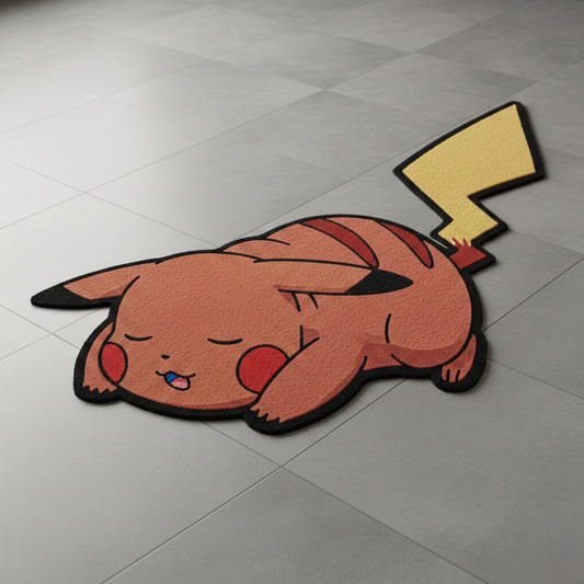 Cute Sleeping Pikachu Shape Rug – Cartoon Character Floor Mat for Kids Room & Bedroom Decor