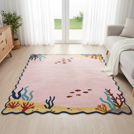 Premium Cartoon Ocean Kids Rug – Soft Floor Mat for Bedroom, Playroom & Nursery