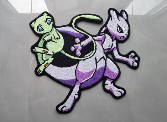 Mew & Mewtwo Inspired Tufted Rug – Anime Cartoon Character Area Rug for Kids Room